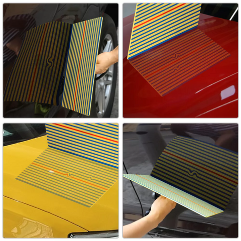 Dent Removal Tool - Auto Body Repair Reflector Board With Paintless Yellow Stripe Testing Dent Removal Tool - Auto Body Repair Reflector Board With Paintless Yellow Stripe Testing