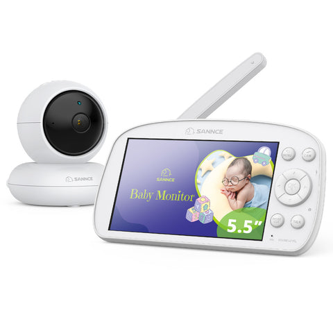 SANNCE 1080p HD Video Baby Monitor with Camera, 5.5" Larger Display TFT LCD, 340° Pan & 50° Tilt, 4X Zoom, Voice & Motion & Temperature Detection, Feeding Reminder, Relaxing Lullabies, 5000mAh Battery SANNCE 1080p HD Video Baby Monitor with Camera, 5.5" Larger Display TFT LCD, 340° Pan & 50° Tilt, 4X Zoom, Voice & Motion & Temperature Detection, Feeding Reminder, Relaxing Lullabies, 5000mAh Battery