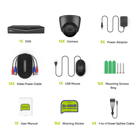 1080p 16 Channel 16 Camera Outdoor Wired Security System, Smart Motion Detection, 100 ft Infrared Night Vision, IP66 Weatherproof 1080p 16 Channel 16 Camera Outdoor Wired Security System, Smart Motion Detection, 100 ft Infrared Night Vision, IP66 Weatherproof