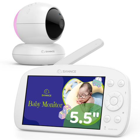 SANNCE 1080p HD Video Baby Monitor with Camera, 5.5" Larger Display TFT LCD, 340° Pan & 50° Tilt, 4X Zoom, Voice & Motion & Temperature Detection, Feeding Reminder, Relaxing Lullabies, 5000mAh Battery SANNCE 1080p HD Video Baby Monitor with Camera, 5.5" Larger Display TFT LCD, 340° Pan & 50° Tilt, 4X Zoom, Voice & Motion & Temperature Detection, Feeding Reminder, Relaxing Lullabies, 5000mAh Battery