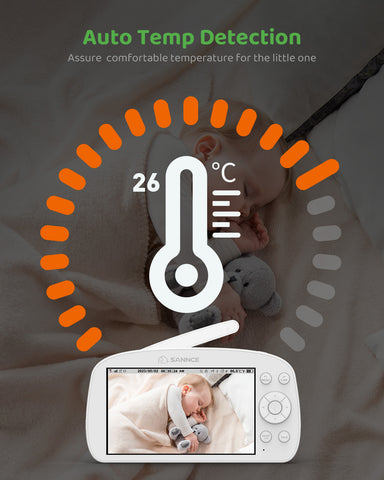 SANNCE 1080p HD Video Baby Monitor with Camera, 5.5" Larger Display TFT LCD, 340° Pan & 50° Tilt, 4X Zoom, Voice & Motion & Temperature Detection, Feeding Reminder, Relaxing Lullabies, 5000mAh Battery SANNCE 1080p HD Video Baby Monitor with Camera, 5.5" Larger Display TFT LCD, 340° Pan & 50° Tilt, 4X Zoom, Voice & Motion & Temperature Detection, Feeding Reminder, Relaxing Lullabies, 5000mAh Battery