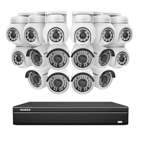 16 Channel 4K PoE Bullet & PTZ Security Camera System, 8MP Outdoor PoE IP Cameras, Pan & Tilt, ONVIF Supported NVR, Two-Way Audio, Smart Human/Vehicle Detection(8x PT Cameras+8x IP Cameras) 16 Channel 4K PoE Bullet & PTZ Security Camera System, 8MP Outdoor PoE IP Cameras, Pan & Tilt, ONVIF Supported NVR, Two-Way Audio, Smart Human/Vehicle Detection(8x PT Cameras+8x IP Cameras)