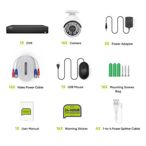 16 Channel 4K PoE Security Camera System, 8MP Outdoor PoE IP Cameras, ONVIF Supported NVR, Two-Way Audio, Smart Human/Vehicle Detection 16 Channel 4K PoE Security Camera System, 8MP Outdoor PoE IP Cameras, ONVIF Supported NVR, Two-Way Audio, Smart Human/Vehicle Detection