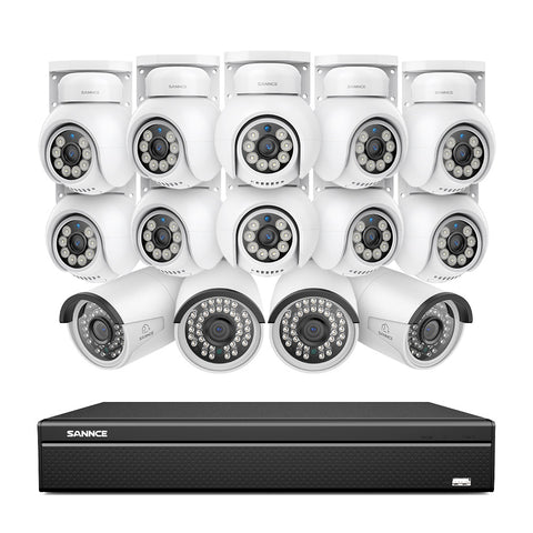 16 Channel 4K PoE Bullet & PTZ Security Camera System, 8MP Outdoor PoE IP Cameras, Pan & Tilt, ONVIF Supported NVR, Two-Way Audio, Smart Human/Vehicle Detection (4x IP Cameras+10x PT Cameras) 16 Channel 4K PoE Bullet & PTZ Security Camera System, 8MP Outdoor PoE IP Cameras, Pan & Tilt, ONVIF Supported NVR, Two-Way Audio, Smart Human/Vehicle Detection (4x IP Cameras+10x PT Cameras)