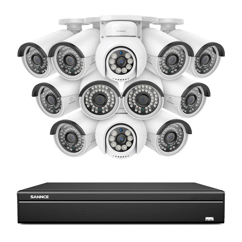 16 Channel 4K PoE Bullet & PTZ Security Camera System, 8MP Outdoor PoE IP Cameras, Pan & Tilt, ONVIF Supported NVR, Two-Way Audio, Smart Human/Vehicle Detection(2x PT Cameras+10x IP Cameras) 16 Channel 4K PoE Bullet & PTZ Security Camera System, 8MP Outdoor PoE IP Cameras, Pan & Tilt, ONVIF Supported NVR, Two-Way Audio, Smart Human/Vehicle Detection(2x PT Cameras+10x IP Cameras)