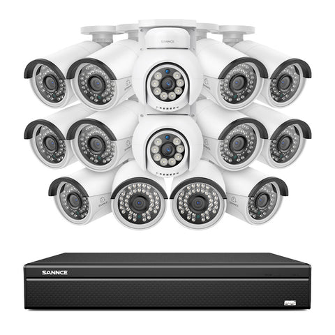 16 Channel 4K PoE Bullet & PTZ Security Camera System, 8MP Outdoor PoE IP Cameras, Pan & Tilt, ONVIF Supported NVR, Two-Way Audio, Smart Human/Vehicle Detection (12x IP Cameras+2x PT Cameras) 16 Channel 4K PoE Bullet & PTZ Security Camera System, 8MP Outdoor PoE IP Cameras, Pan & Tilt, ONVIF Supported NVR, Two-Way Audio, Smart Human/Vehicle Detection (12x IP Cameras+2x PT Cameras)