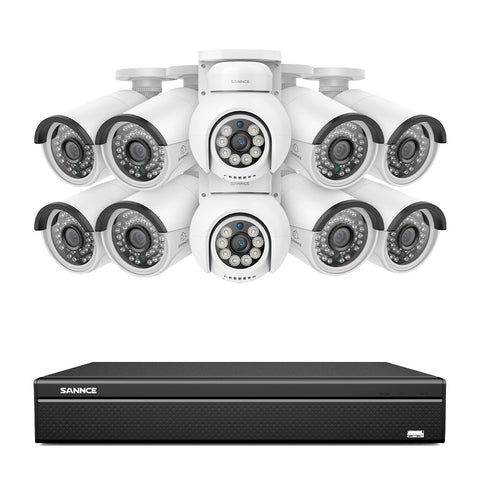 16 Channel 4K PoE Bullet & PTZ Security Camera System, 8MP Outdoor PoE IP Cameras, Pan & Tilt, ONVIF Supported NVR, Two-Way Audio, Smart Human/Vehicle Detection (8x IP Cameras+2x PT Cameras) 16 Channel 4K PoE Bullet & PTZ Security Camera System, 8MP Outdoor PoE IP Cameras, Pan & Tilt, ONVIF Supported NVR, Two-Way Audio, Smart Human/Vehicle Detection (8x IP Cameras+2x PT Cameras)
