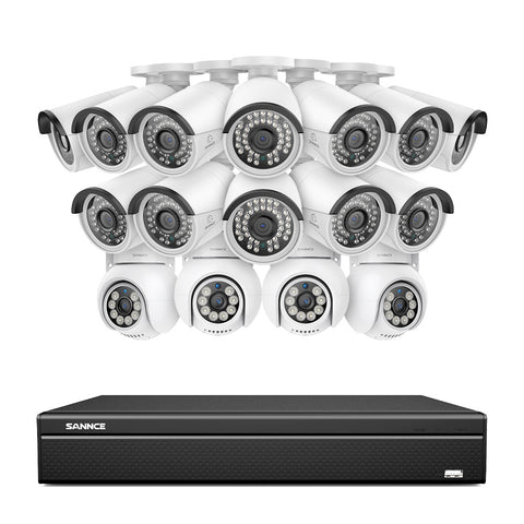 16 Channel 4K PoE Bullet & PTZ Security Camera System, 8MP Outdoor PoE IP Cameras, Pan & Tilt, ONVIF Supported NVR, Two-Way Audio, Smart Human/Vehicle Detection(4x PT Cameras+12x IP Cameras) 16 Channel 4K PoE Bullet & PTZ Security Camera System, 8MP Outdoor PoE IP Cameras, Pan & Tilt, ONVIF Supported NVR, Two-Way Audio, Smart Human/Vehicle Detection(4x PT Cameras+12x IP Cameras)