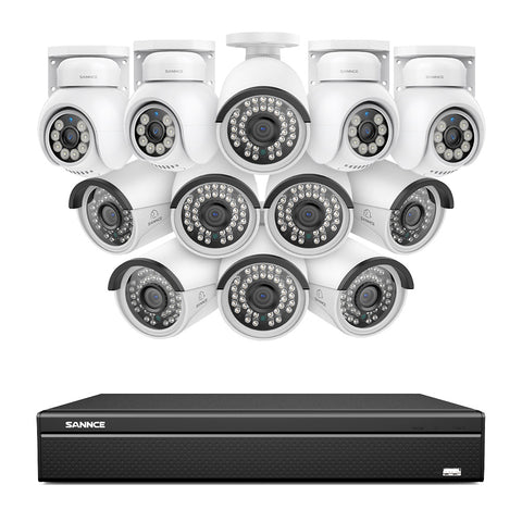 16 Channel 4K PoE Bullet & PTZ Security Camera System, 8MP Outdoor PoE IP Cameras, Pan & Tilt, ONVIF Supported NVR, Two-Way Audio, Smart Human/Vehicle Detection(4x PT Cameras+8x IP Cameras) 16 Channel 4K PoE Bullet & PTZ Security Camera System, 8MP Outdoor PoE IP Cameras, Pan & Tilt, ONVIF Supported NVR, Two-Way Audio, Smart Human/Vehicle Detection(4x PT Cameras+8x IP Cameras)