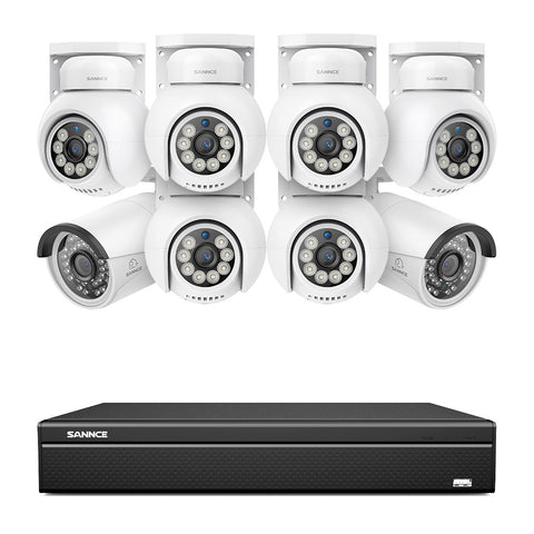 16 Channel 4K PoE Bullet & PTZ Security Camera System, 8MP Outdoor PoE IP Cameras, Pan & Tilt, ONVIF Supported NVR, Two-Way Audio, Smart Human/Vehicle Detection(6x PT Cameras+2x IP Cameras) 16 Channel 4K PoE Bullet & PTZ Security Camera System, 8MP Outdoor PoE IP Cameras, Pan & Tilt, ONVIF Supported NVR, Two-Way Audio, Smart Human/Vehicle Detection(6x PT Cameras+2x IP Cameras)