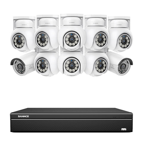 16 Channel 4K PoE Bullet & PTZ Security Camera System, 8MP Outdoor PoE IP Cameras, Pan & Tilt, ONVIF Supported NVR, Two-Way Audio, Smart Human/Vehicle Detection (2x IP Cameras+8x PT Cameras) 16 Channel 4K PoE Bullet & PTZ Security Camera System, 8MP Outdoor PoE IP Cameras, Pan & Tilt, ONVIF Supported NVR, Two-Way Audio, Smart Human/Vehicle Detection (2x IP Cameras+8x PT Cameras)
