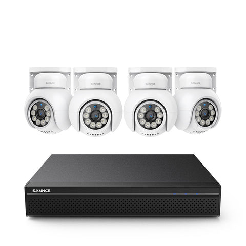 10 Channel 4K PoE Security Camera System with 4 Cameras, 8MP Outdoor Pan-Tilt IP Cameras, AI Detection, Smart Tracking, Color Night Vision, H.265+, Two-Way Audio 10 Channel 4K PoE Security Camera System with 4 Cameras, 8MP Outdoor Pan-Tilt IP Cameras, AI Detection, Smart Tracking, Color Night Vision, H.265+, Two-Way Audio