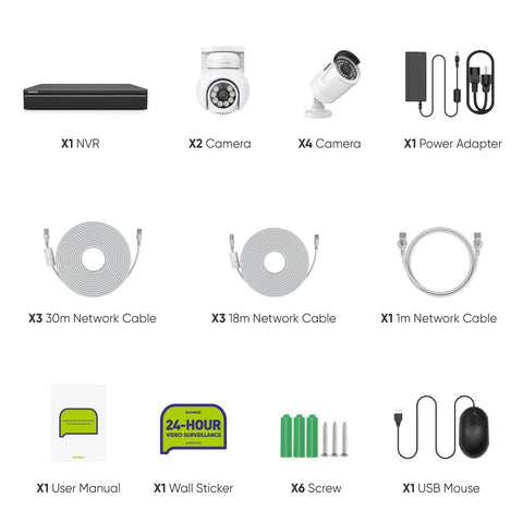 10 Channel 4K PoE Security Camera System, 8MP Bullet & Turret Pan-Tilt IP Cameras, AI Person/Vehicle Detection, Two-Way Audio 10 Channel 4K PoE Security Camera System, 8MP Bullet & Turret Pan-Tilt IP Cameras, AI Person/Vehicle Detection, Two-Way Audio