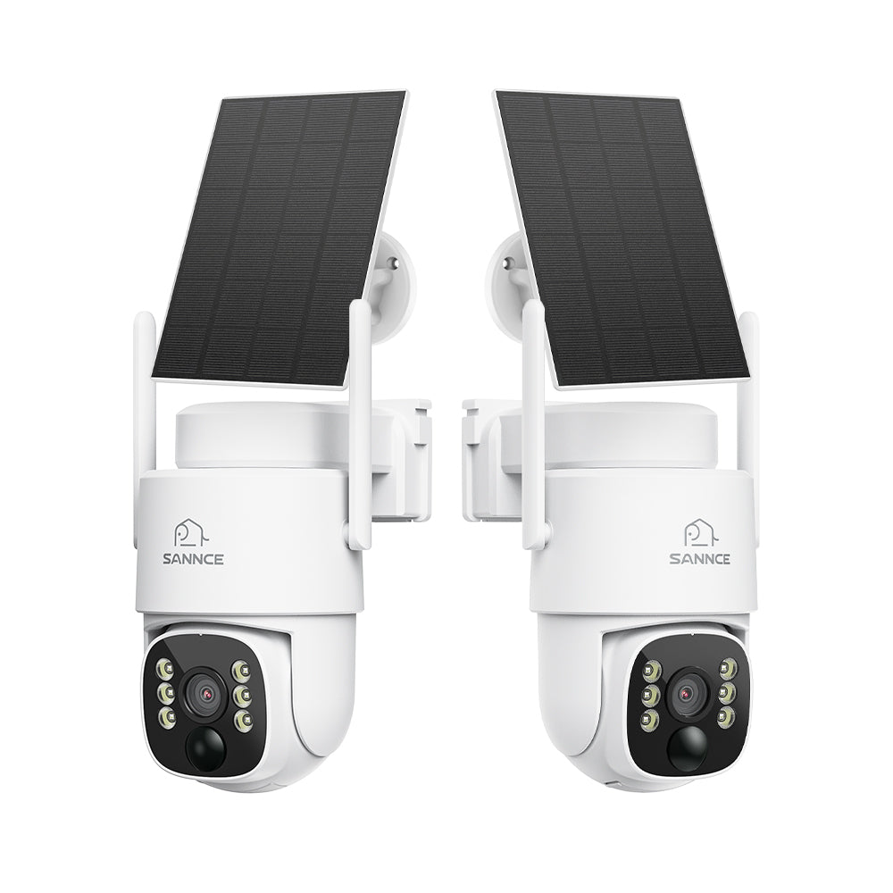 2er-Set 4MP WLAN-PTZ-Außenkamera mit 8000-mAh-Akku & Solarpanel, KI + PIR-Personenerkennung, Farbnachtsicht, Zwei-Wege-Audio, 270° Schwenken & 90° Neigen, Wi-Fi 6, Alexa-kompatibel