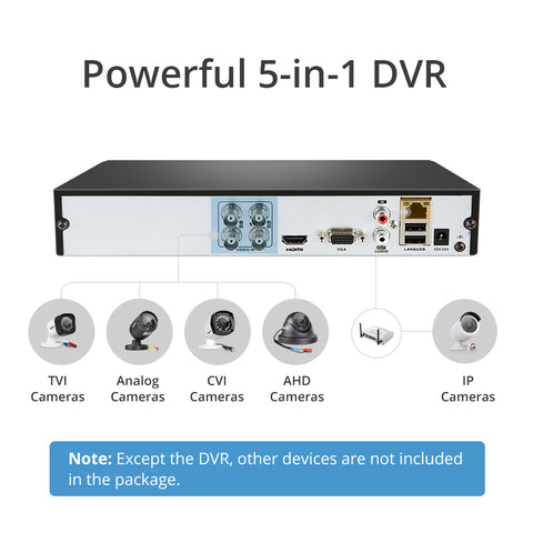 Certified Refurbished, 1080P 4 Channel Security DVR - Hybrid 5-in-1 CCTV Digital Video Recorder, Smart Motion Detection, Instant Alerts