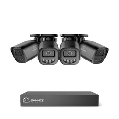 SANNCE 4CH Mini DVR Security Camera System, 4×1080P Outdoor Bullet CCTV Cameras, Type-C Connection, Dual-Light Full-Color Night Vision, AI Human & Vehicle Detection, Up to 512GB SD Storage, for Home, Garage & Small Business
