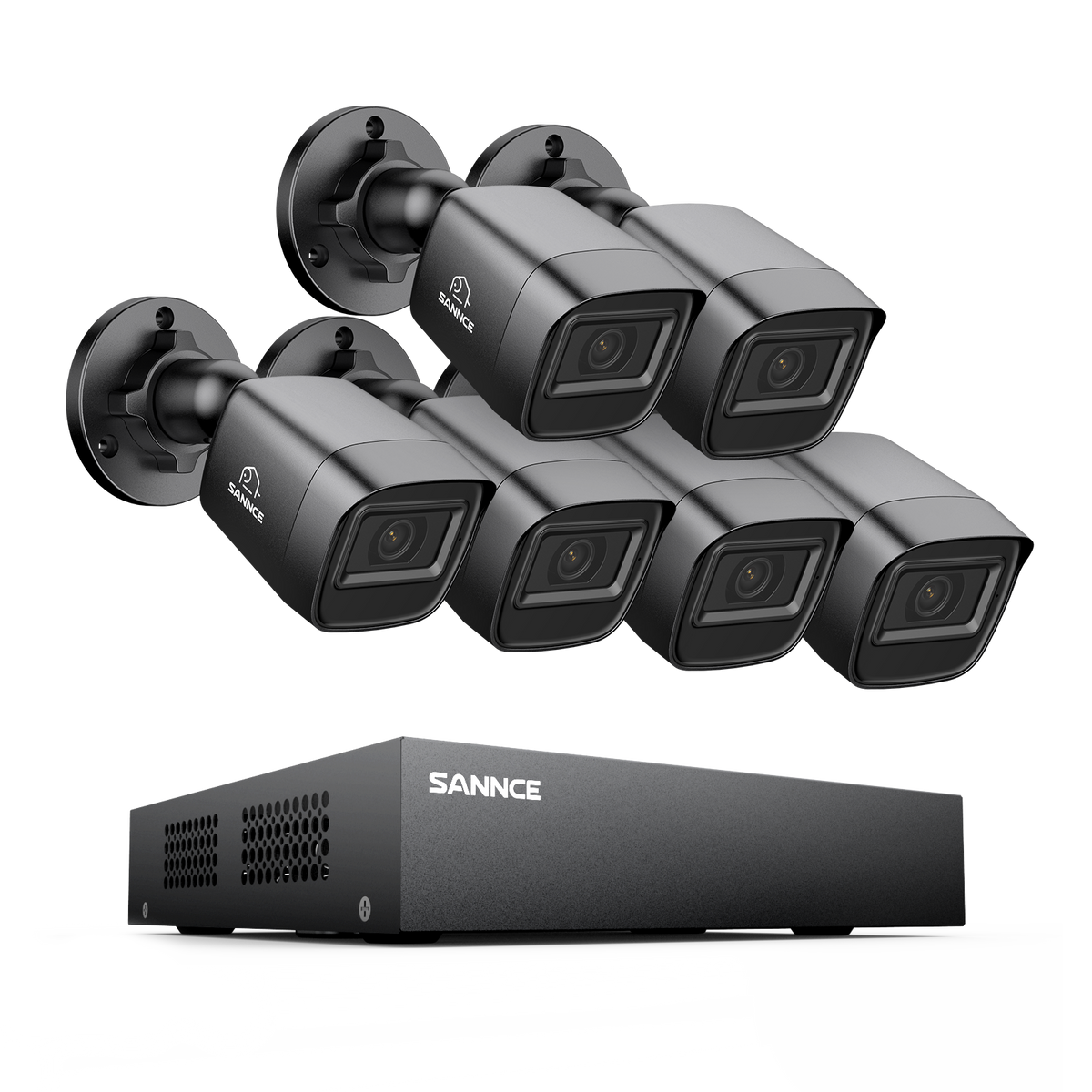 1080P 8-Channel Wired Security DVR System with 6pcs 2MP Outdoor Bullet CCTV Cameras, Smart Human / Vehicle / Motion Detection