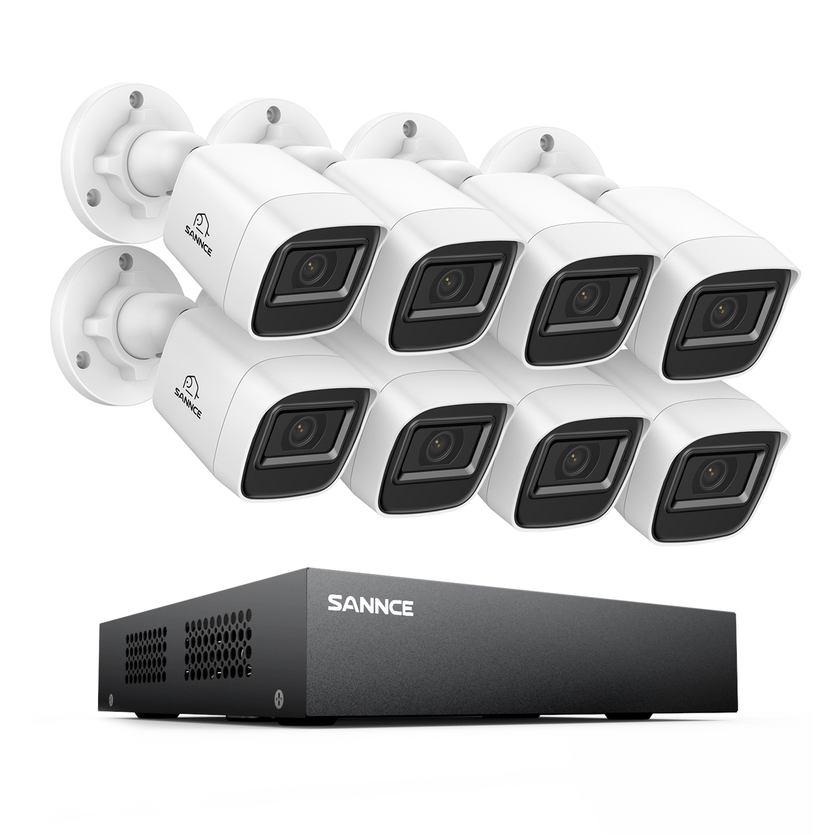 8 Channel 1080P Wired Security Camera System - Hybrid DVR, 8pcs 2MP Bullet Cameras, Outdoor & Indoor, Smart Motion Detection, Remote Access