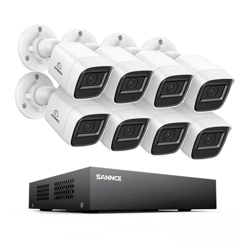 8 Channel 1080P Wired Security Camera System - Hybrid DVR, 8pcs 2MP Bullet Cameras, Outdoor & Indoor, Smart Motion Detection, Remote Access