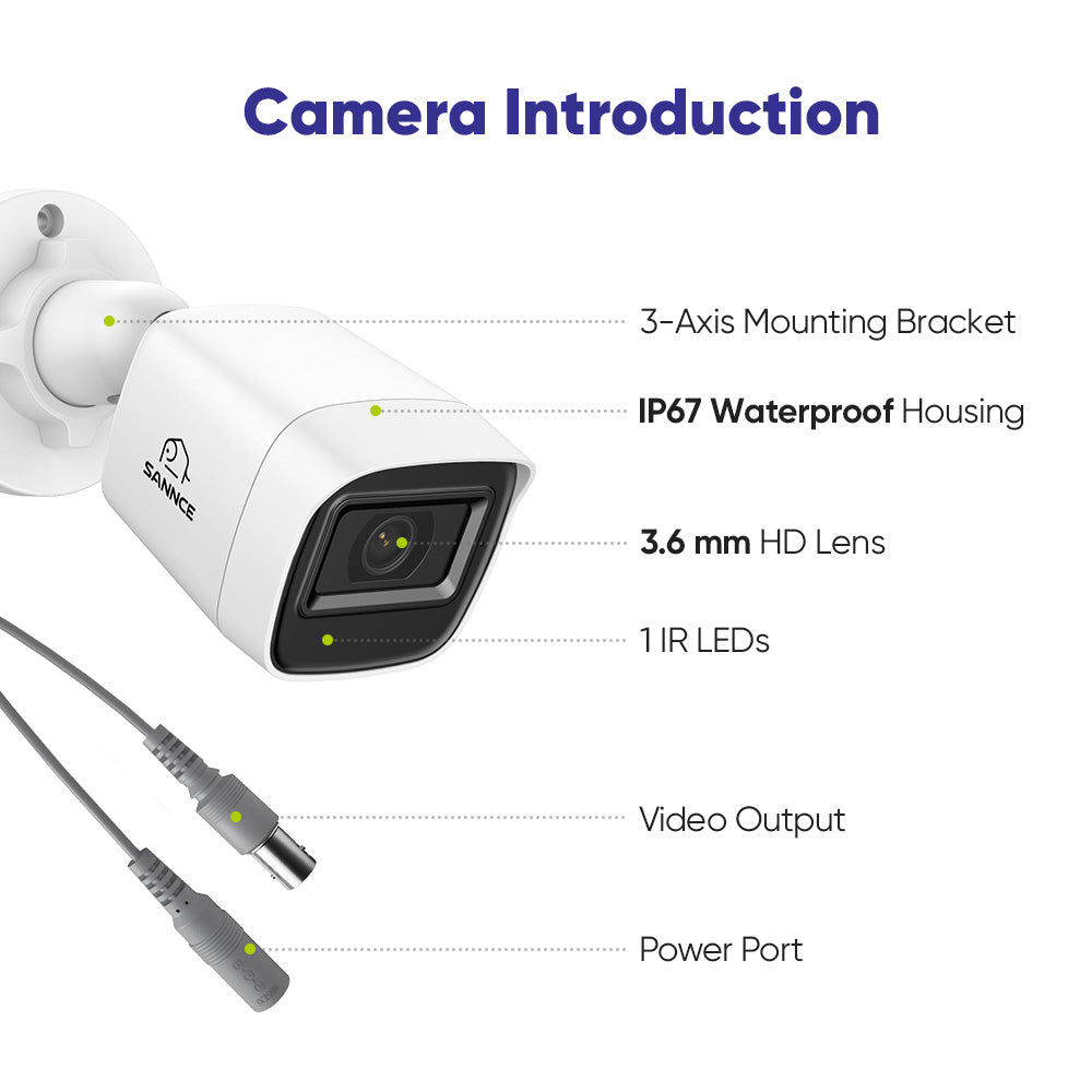 Channel DVR 2pcs Security Camera System with LCD Monitor