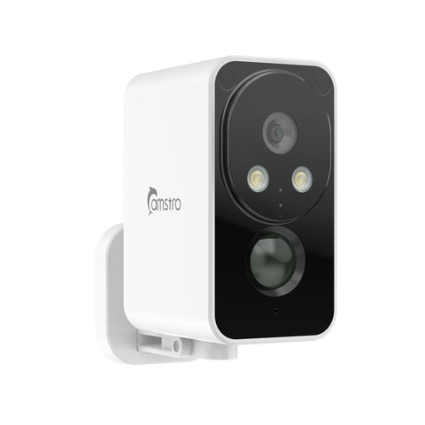 Camstro 2K Outdoor Wireless Camera Night Vision Color PIR Detection Two-Way Audio, IP66, Cloud/SD, Alexa, WiFi 2.4GHz, Rechargeable Battery