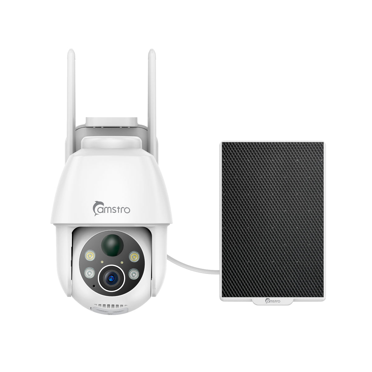 Camstro 3MP Outdoor Solar Powered Battery Security IP Cameras, 5200mAh Rechargeable Battery, 130¡ã Ultra Wide Angle, Color Night Vision, Human & Vehicle Smart Detection, Two-Way Audio, Works with Alexa & Google