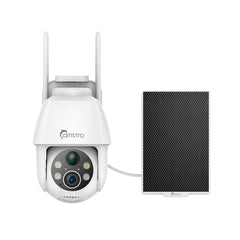 Certified Refurbished Camstro 3MP Outdoor Solar Powered Battery Security IP Cameras, 5200mAh Rechargeable Battery, 130° Ultra Wide Angle, Color Night Vision, Human & Vehicle Smart Detection, Two-Way Audio, Works with Alexa & Google