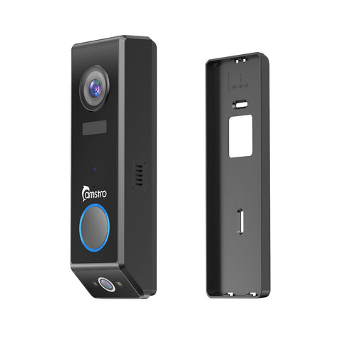Camstro 2K+1080P Smart Video Doorbell, Two-Way Audio, Customised Human Detection, Day Night Vision, 5200mAh Rechargeable Battery, Support TF Card & Cloud Storage, Work with Alexa and Google Assistant