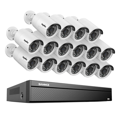 16 Channel 3MP PoE Security Camera System, 4K NVR & 3MP Outdoor PoE IP Cameras, ONVIF Supported, H.265, Audio Recording, Human/Vehicle Detection