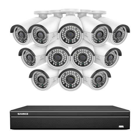 16 Channel 3MP PoE Security Camera System, 4K NVR & 3MP Outdoor PoE IP Cameras, ONVIF Supported, H.265, Audio Recording, Human/Vehicle Detection