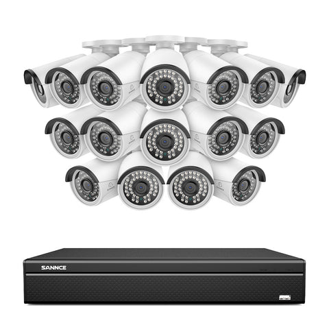 16 Channel 3MP PoE Security Camera System, 4K NVR & 3MP Outdoor PoE IP Cameras, ONVIF Supported, H.265, Audio Recording, Human/Vehicle Detection