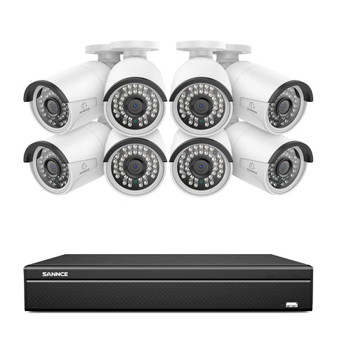 16 Channel 3MP PoE Security Camera System, 4K NVR & 3MP Outdoor PoE IP Cameras, ONVIF Supported, H.265, Audio Recording, Human/Vehicle Detection