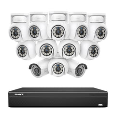 16 Channel 4K PoE Bullet & PTZ Security Camera System, 8MP Outdoor PoE IP Cameras, Pan & Tilt, ONVIF Supported NVR, Two-Way Audio, Smart Human/Vehicle Detection(10x PT Cameras+2x IP Cameras)