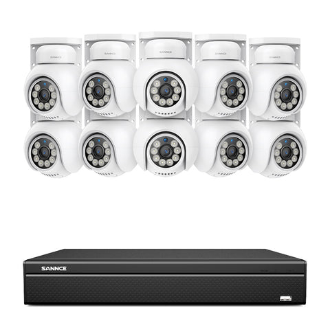 16 Channel 4K PoE PTZ Security Camera System, 8MP Outdoor PoE IP Cameras, Pan & Tilt, ONVIF Supported NVR, Two-Way Audio, Smart Human/Vehicle Detection