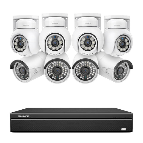 16 Channel 4K PoE Bullet & PTZ Security Camera System, 8MP Outdoor PoE IP Cameras, Pan & Tilt, ONVIF Supported NVR, Two-Way Audio, Smart Human/Vehicle Detection