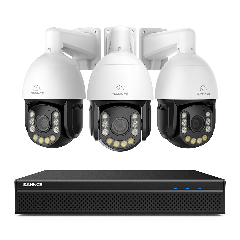 4K 8-Channel PoE Security NVR System with 3PCS 20X PTZ 8MP Cameras, Auto Tracking, Two-Way Audio, Night Vision