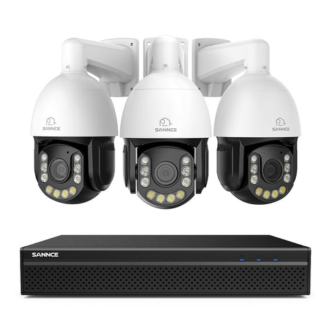4K 8-Channel PoE Security NVR System with 3PCS 20X PTZ 8MP Cameras, Auto Tracking, Two-Way Audio, Night Vision