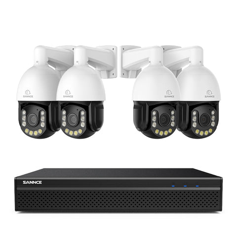 4K 8-Channel PoE Security NVR System with 4PCS 20X PTZ 8MP Cameras, Auto Tracking, Two-Way Audio, Night Vision