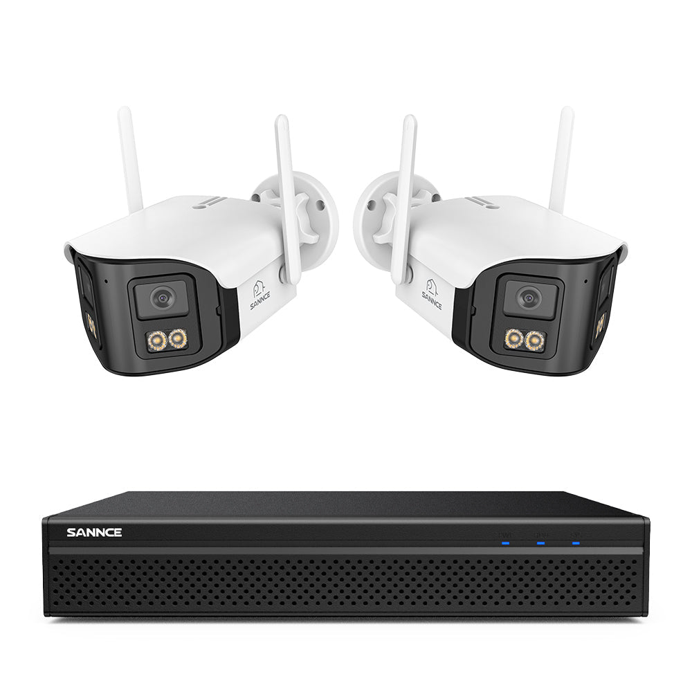 FDQ400 4K 10-Channel Dual-Lens PoE Security Camera System, 8MP NVR + 2PCS 4MP WiFi + PoE IP Cameras, 170° Ultra-Wide Angle, Ultra-Low-Light Full-Color Night Vision, Two-Way Audio, AI Human Detection