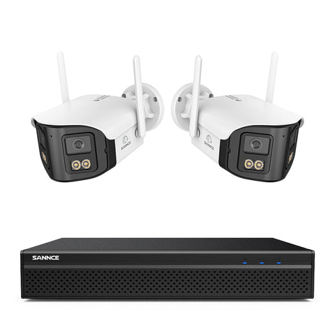 FDQ400 4K 10-Channel Dual-Lens PoE Security Camera System, 8MP NVR + 2PCS 4MP WiFi + PoE IP Cameras, 170° Ultra-Wide Angle, Ultra-Low-Light Full-Color Night Vision, Two-Way Audio, AI Human Detection
