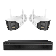 FDQ400 4K 10-Channel Dual-Lens PoE Security Camera System, 8MP NVR + 2PCS 4MP WiFi + PoE IP Cameras, 170° Ultra-Wide Angle, Ultra-Low-Light Full-Color Night Vision, Two-Way Audio, AI Human Detection