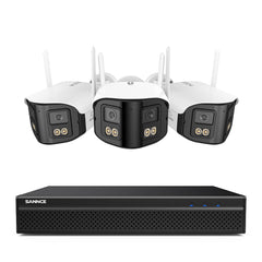 FDQ400 4K 10-Channel Dual-Lens PoE Security Camera System, 8MP NVR + 3PCS 4MP WiFi + PoE IP Cameras, 170° Ultra-Wide Angle, Ultra-Low-Light Full-Color Night Vision, Two-Way Audio, AI Human Detection