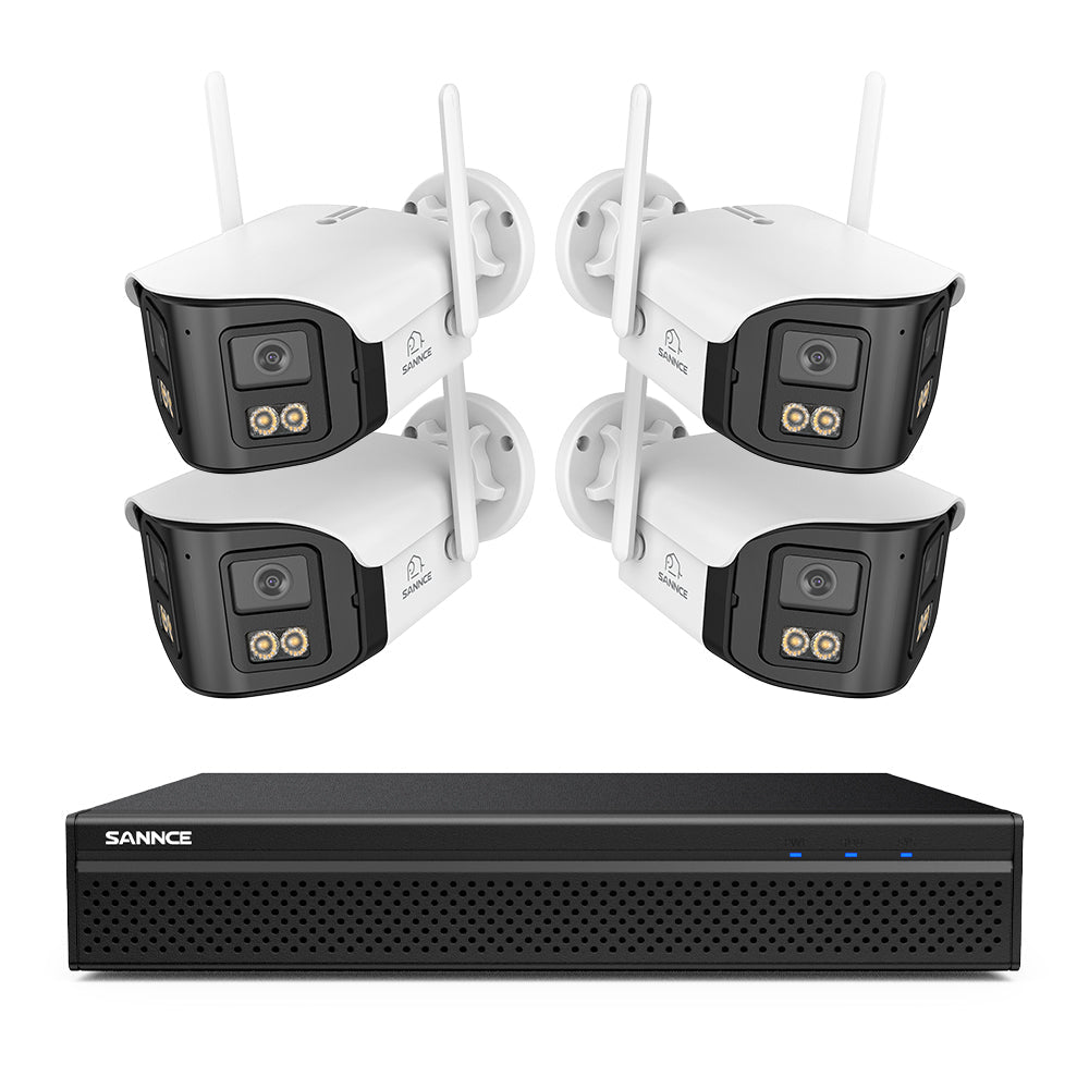 FDQ400 4K 10-Channel Dual-Lens PoE Security Camera System, 8MP NVR 4PCS 4MP WiFi + PoE IP Cameras, 170° Ultra-Wide Angle, Ultra-Low-Light Full-Color Night Vision, Two-Way Audio, AI Human Detection