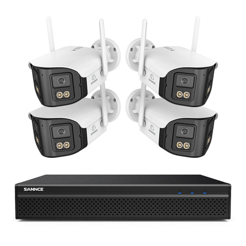 FDQ400 4K 10-Channel Dual-Lens PoE Security Camera System, 8MP NVR 4PCS 4MP WiFi + PoE IP Cameras, 170° Ultra-Wide Angle, Ultra-Low-Light Full-Color Night Vision, Two-Way Audio, AI Human Detection