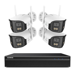 FDQ400 4K 10-Channel Dual-Lens PoE Security Camera System, 8MP NVR 4PCS 4MP WiFi + PoE IP Cameras, 170° Ultra-Wide Angle, Ultra-Low-Light Full-Color Night Vision, Two-Way Audio, AI Human Detection
