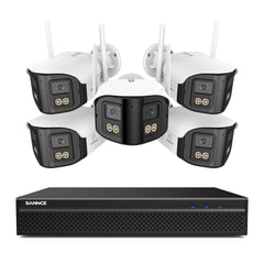 FDQ400 4K 10-Channel Dual-Lens PoE Security Camera System, 8MP NVR 5PCS 4MP WiFi + PoE IP Cameras, 170° Ultra-Wide Angle, Ultra-Low-Light Full-Color Night Vision, Two-Way Audio, AI Human Detection
