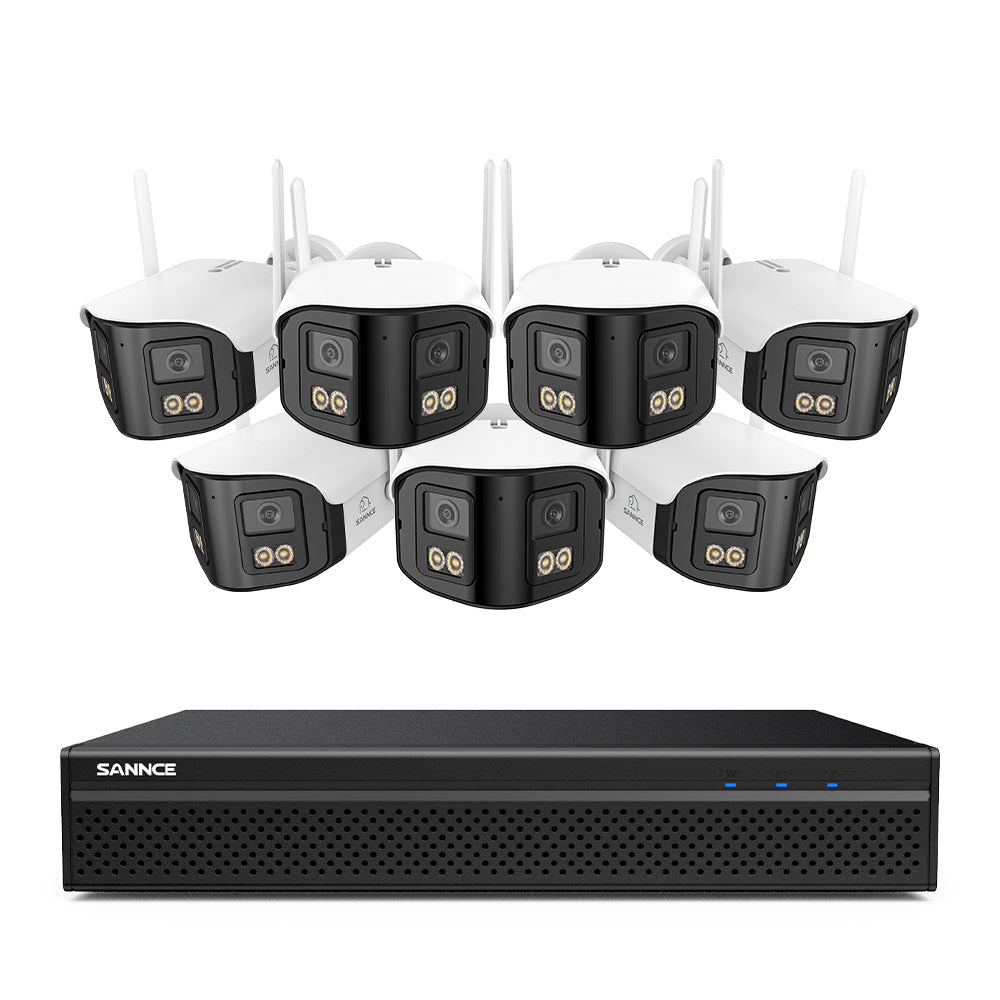 FDQ400 4K 10-Channel Dual-Lens PoE Security Camera System, 8MP NVR 8PCS 4MP WiFi + PoE IP Cameras, 170° Ultra-Wide Angle, Ultra-Low-Light Full-Color Night Vision, Two-Way Audio, AI Human Detection
