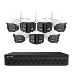 FDQ400 4K 10-Channel Dual-Lens PoE Security Camera System, 8MP NVR 8PCS 4MP WiFi + PoE IP Cameras, 170° Ultra-Wide Angle, Ultra-Low-Light Full-Color Night Vision, Two-Way Audio, AI Human Detection