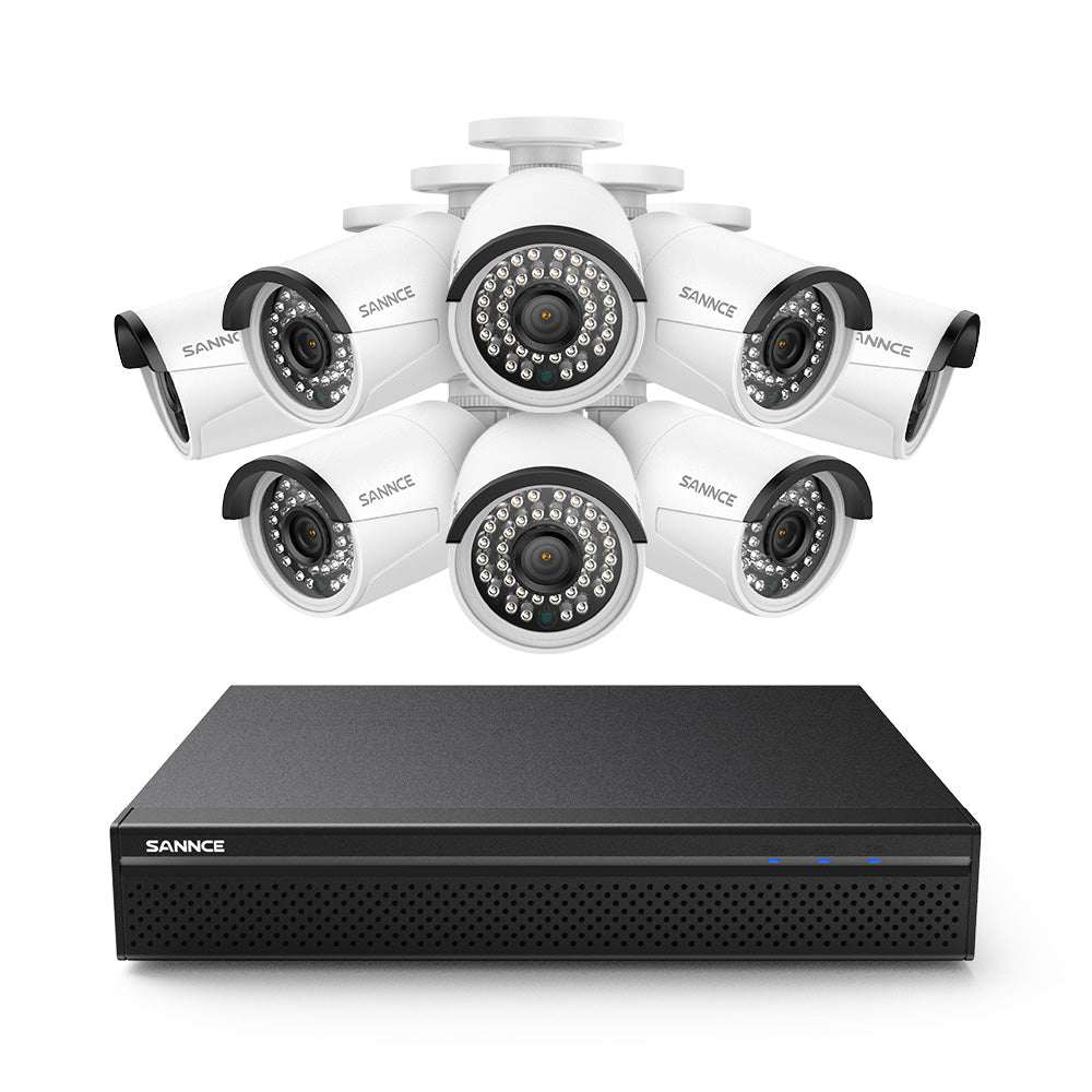 4K 8-Channel Wired PoE Security NVR System with 8 3MP Bullet CCTV IP Cameras, Audio Recording