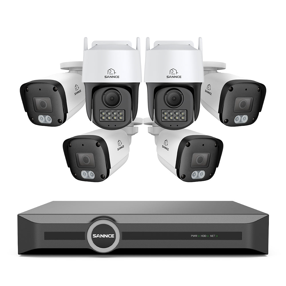ER500 -  5MP 8 Channel PoE Security System, 6MP NVR + PT IP Cameras, S+265., AI Human & Vehicle Detection, Smart Playback, Smart Notification with Image Attached